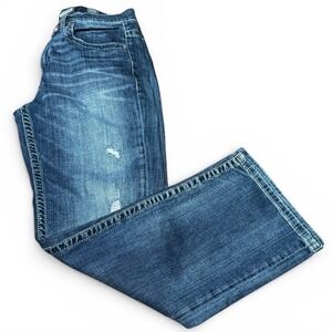 BKE Tyler Bootcut Jeans Mens 32R Medium Wash Distressed Stretch Denim